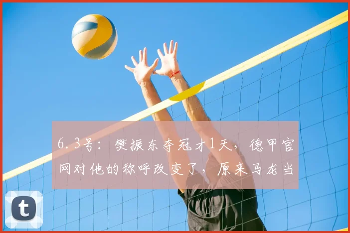 6.3号：樊振东夺冠才1天，德甲官网对他的称呼改变了，原来马龙当初的话没说错_德国_赛季_萨尔布吕肯